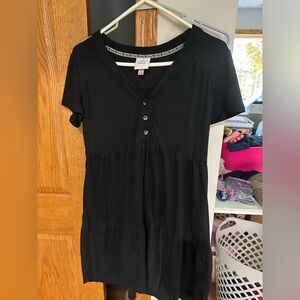 Knox Rose Black Buttoned Short Sleeve Dress
